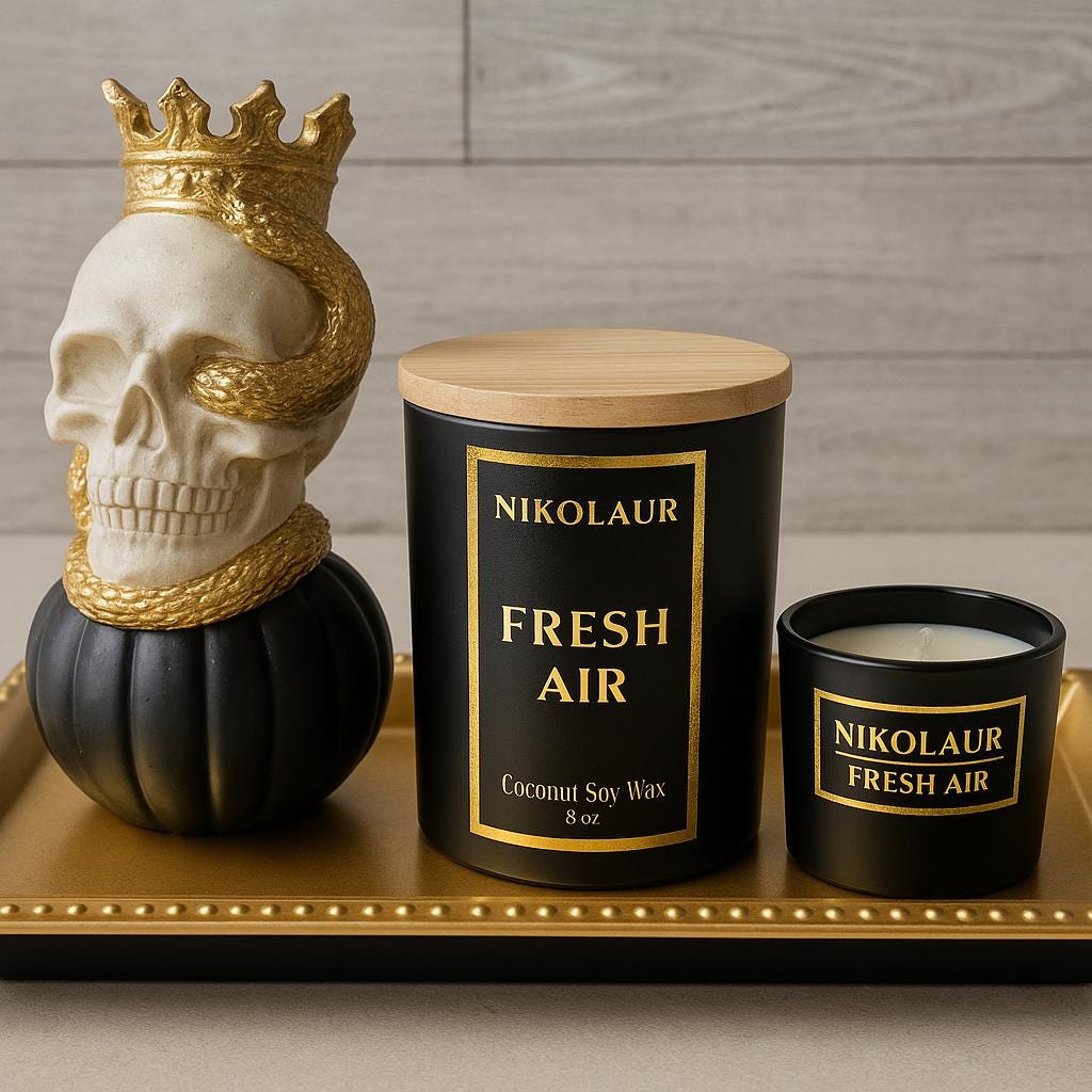 Fresh Air | Hand-Poured Coconut Soy Candle, Black & Gold Jar