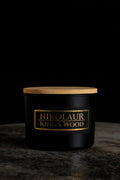 King's Wood | Mahogany Teakwood | Hand-Poured Coconut Soy Candle , Black & Gold Jar